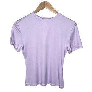 Lilysilk Womens Crewneck Short Sleeve Mulberry Silk Lavender T-Shirt Small